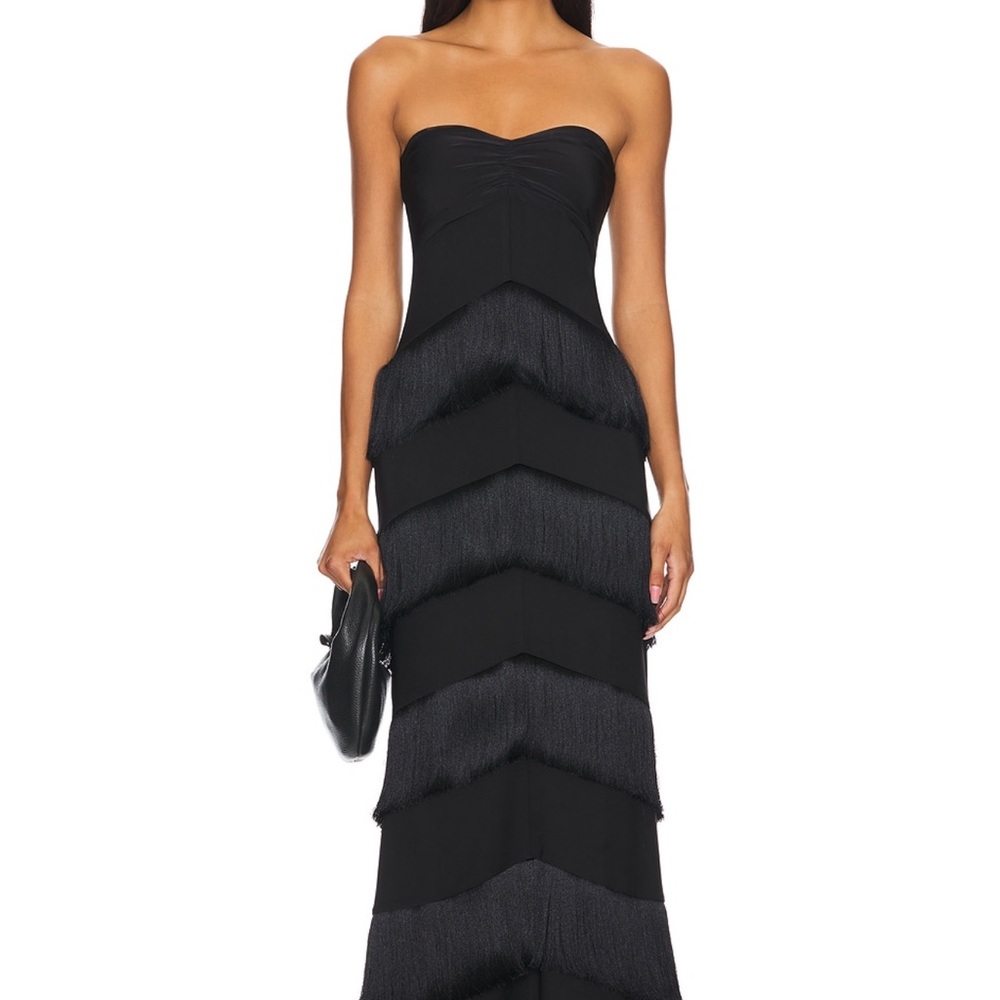 House of Harlow 1960 Hera Fringe Maxi Dress in Black